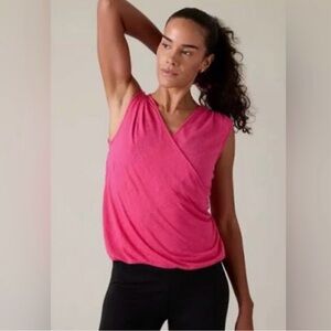 Athleta Hot Pink Breezy Wrap Tank Size Small